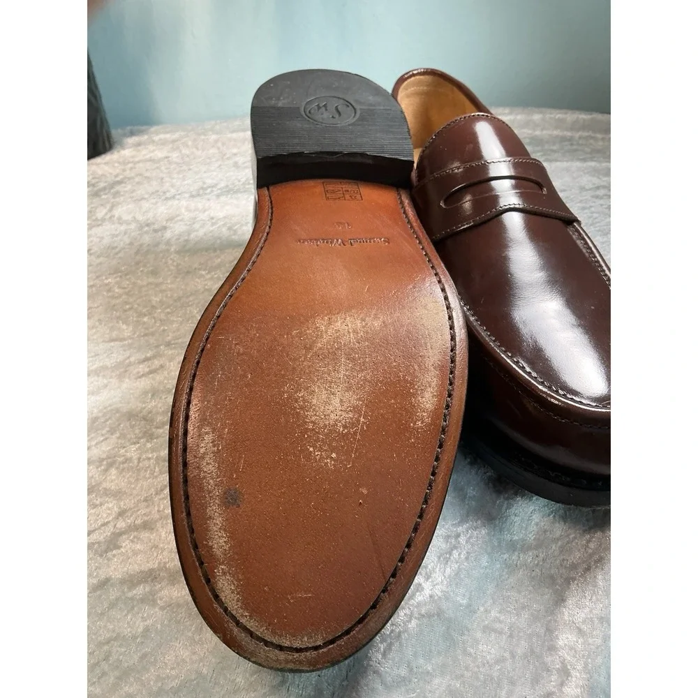 Samuel Windsor Men's Brown Leather Penny Loafers Dress Shoes Size 10 Classic EUC